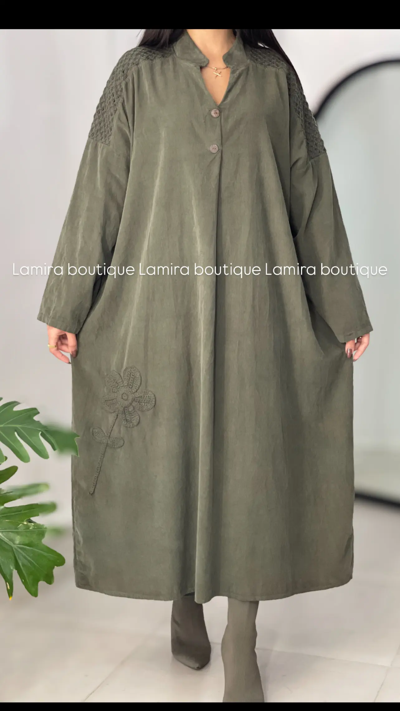 پیراهن مخمل کبریتی ایتالیایی پاییزه طرح تک گل